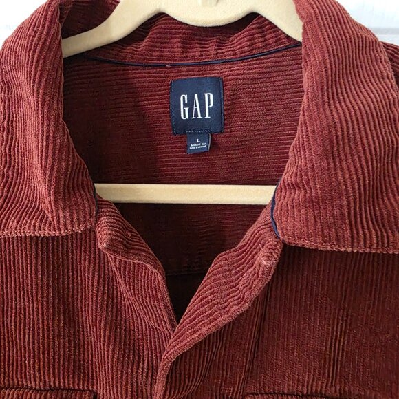 Gap Corduroy Button Up Rust Long Sleeved Shirt Top Men's size Large - Picture 3 of 6